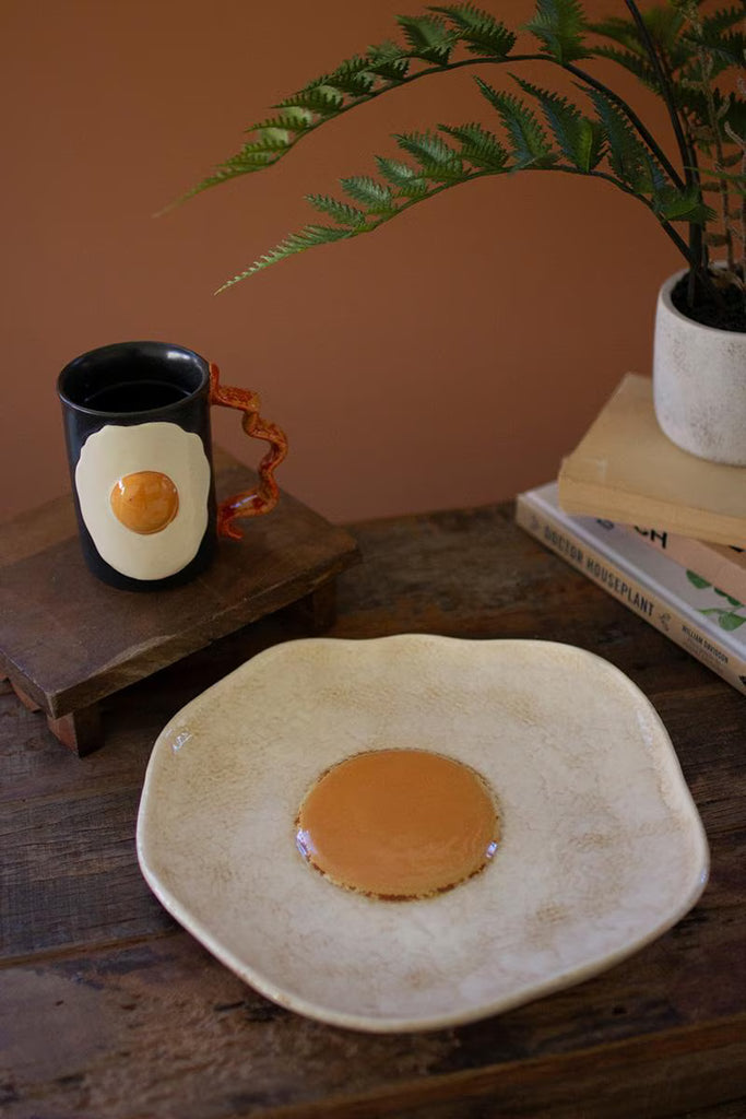 CERAMIC FRIED EGG PLATTER (MIN 4) — Kalalou CDV2286K