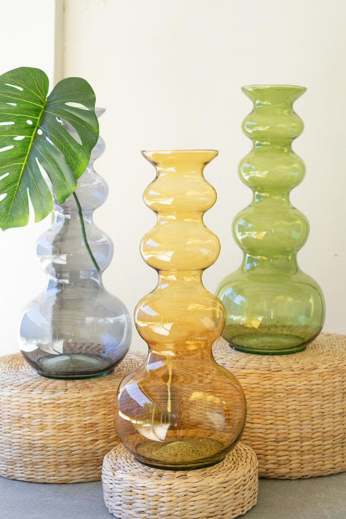 LARGE GLASS BUBBLE VASE - AMBER — Kalalou CV2318
