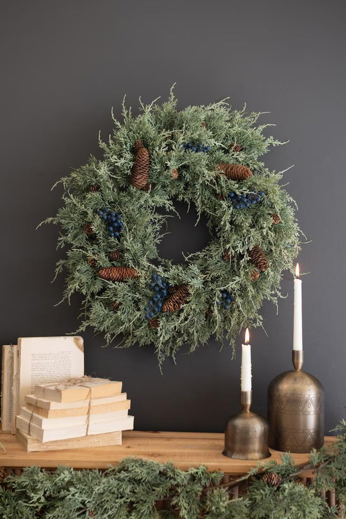 Faux Fir Christmas Wreath with Berries – image 1