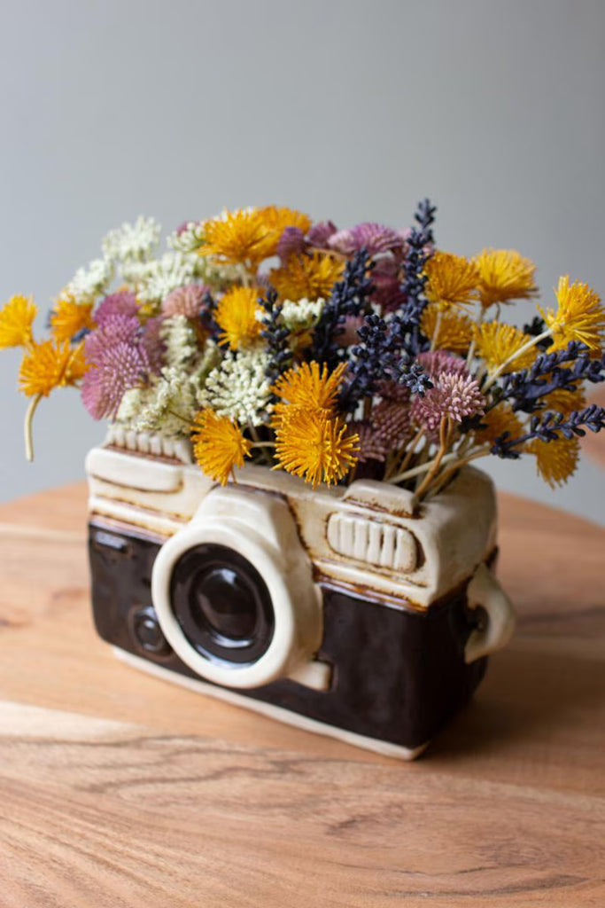 CERAMIC CAMERA PLANTER (MIN 2) — Kalalou CDV2297K