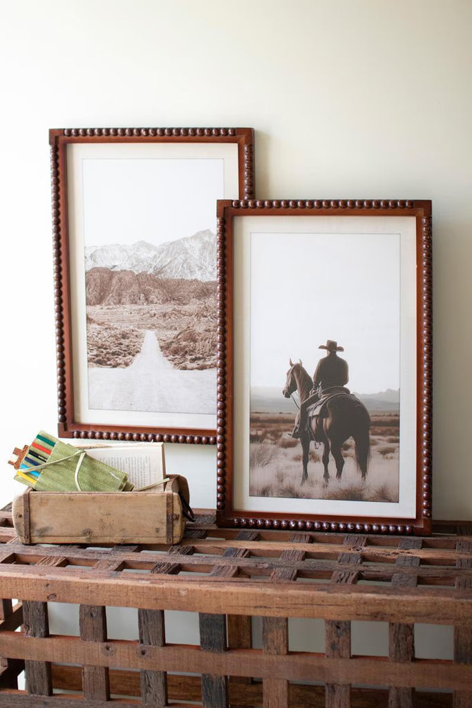 Set 2 Fset 2 Framed Cowboy & Desert Photography Prints Under Glass – image 1