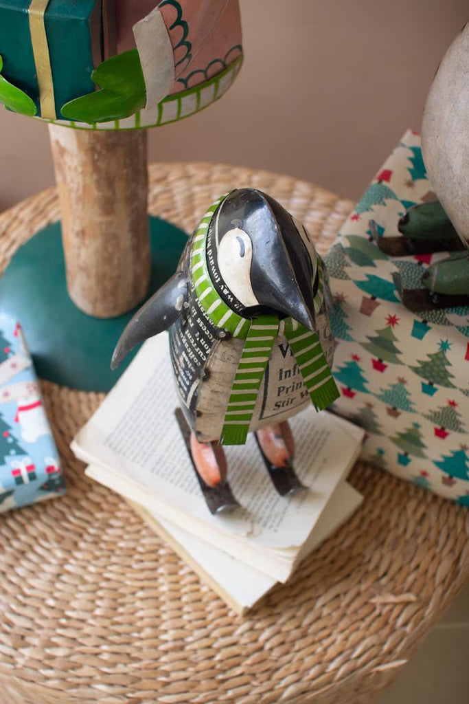 Set of 2 Recycled Metal Skating Christmas Penquins – image 6