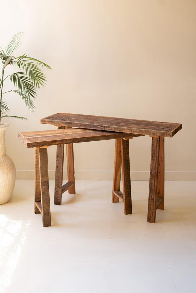 Set of 2 Recycled Wooden Consoles – image 1