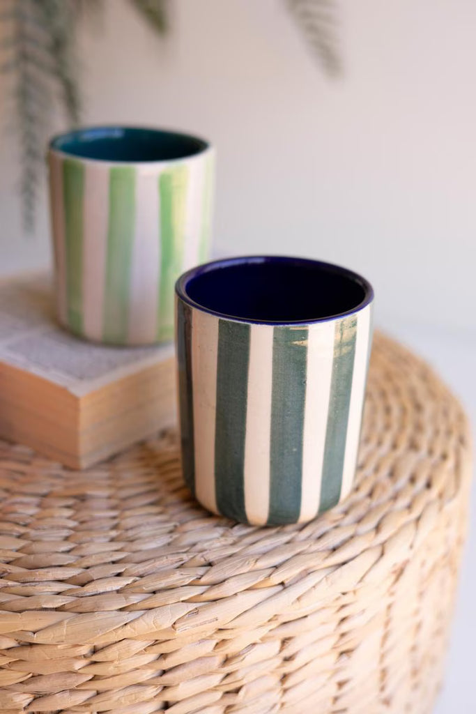 Set of 3 Striped Ceramic Containers - image 3