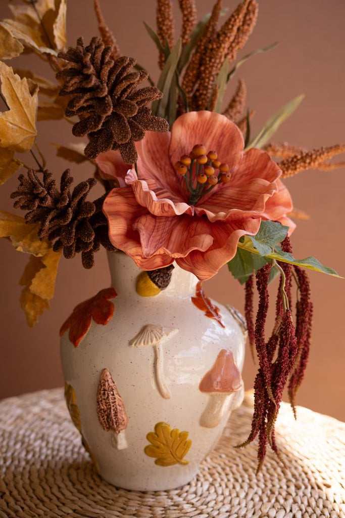 Ceramic Leaves and Mushrooms Vase – image 1