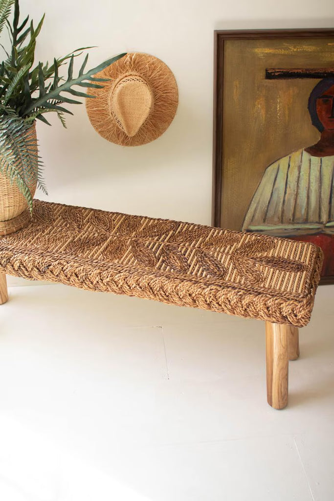 Banana Fiber and Teakwood Bench – image 2
