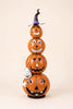 Four Stack Painted Jack-o-lantern with Witch Hat – image 4