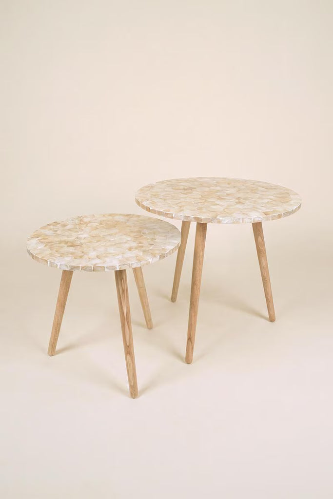 Set of 2 Wooden Accent Tables with Capiz Shell Detail #1 – image 4