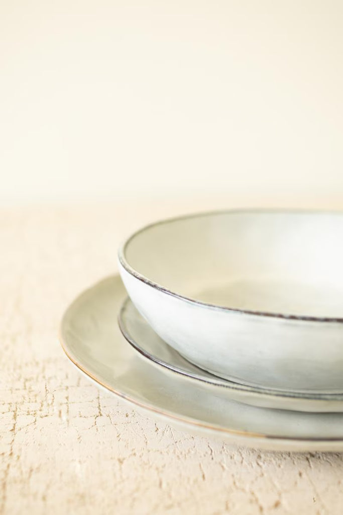 Set of 6 Set 3 Antique Grey Ceramic Dinner Salad and Bowl – image 6