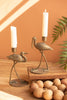Set of 2 Antique Brass Shore Bird Taper Candle Holders - image 6