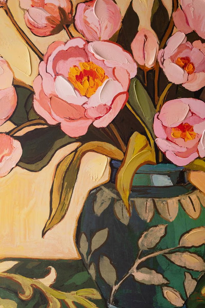 Framed Painting - Pink Flowers with Blue Vase – image 2