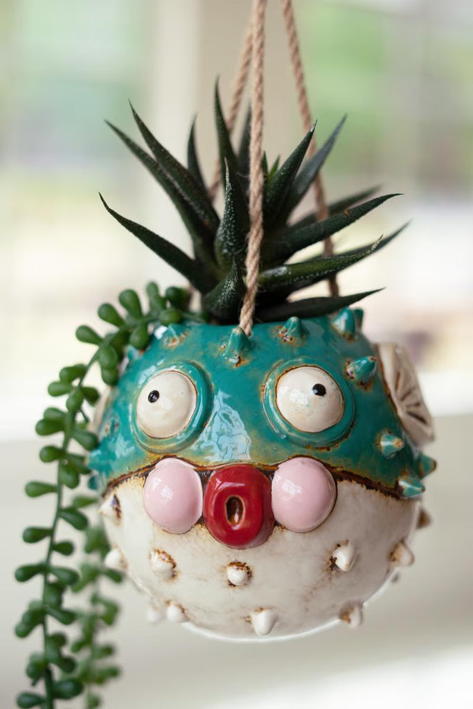CERAMIC HANGING BLOWFISH PLANTER (MIN 2) — Kalalou CDV2246K