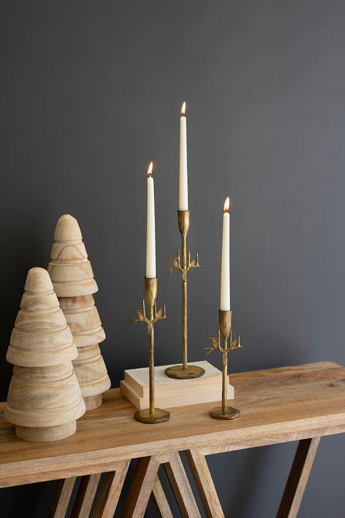 Set of 3 Forged-iron Deer Antique Gold Taper Candle Holders (min 2) – image 1