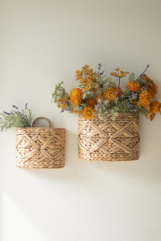 Set of 2 Water Hyacinth Wall Baskets - view 1