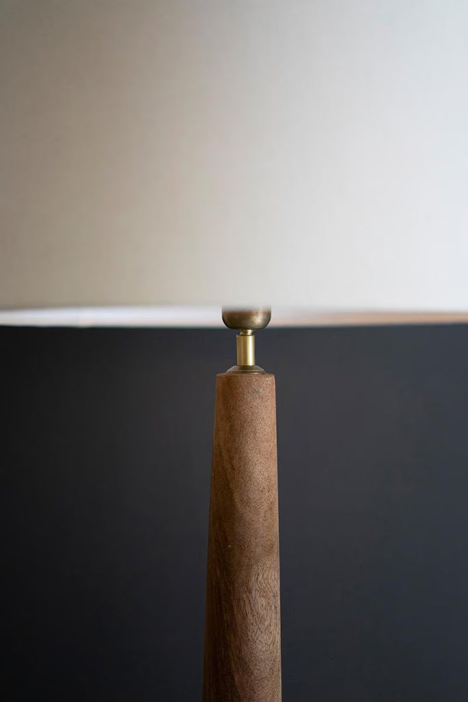TALL WOODEN FLOOR LAMP BASE WITH SHADE — Kalalou NRU1021X