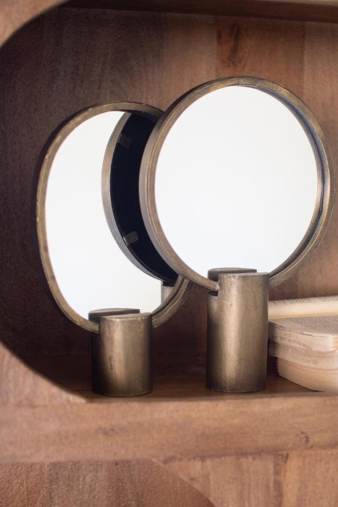 Set of 2 Antique Gold Tabletop Mirrors – image 1