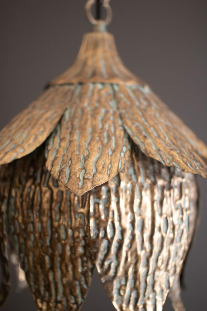 Antique Brass Tulip Pendant Light – image 2