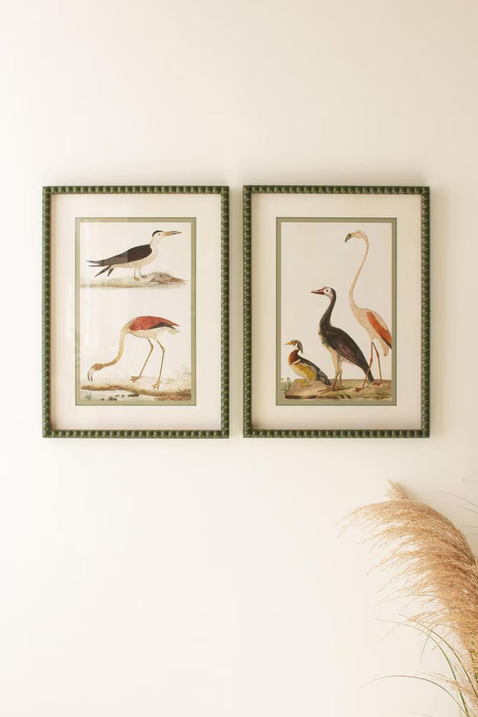 SET OF TWO BIRDS PRINTS UNDER GLASS — Kalalou CHH1534