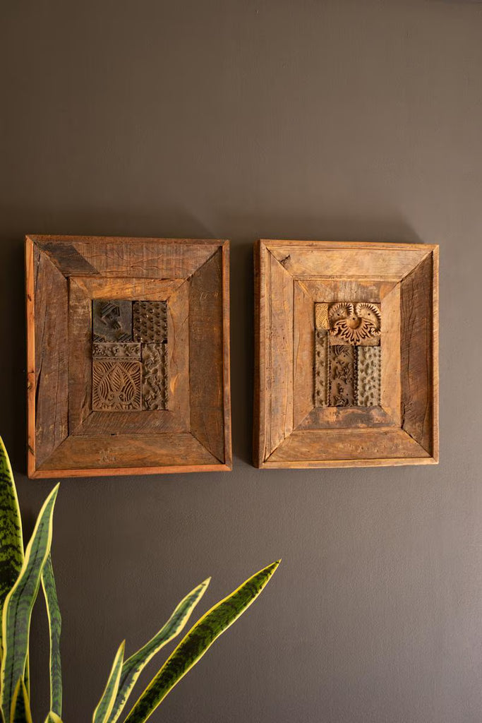 Set of 2 Repurposed Wood Framed Block Stamps – image 4
