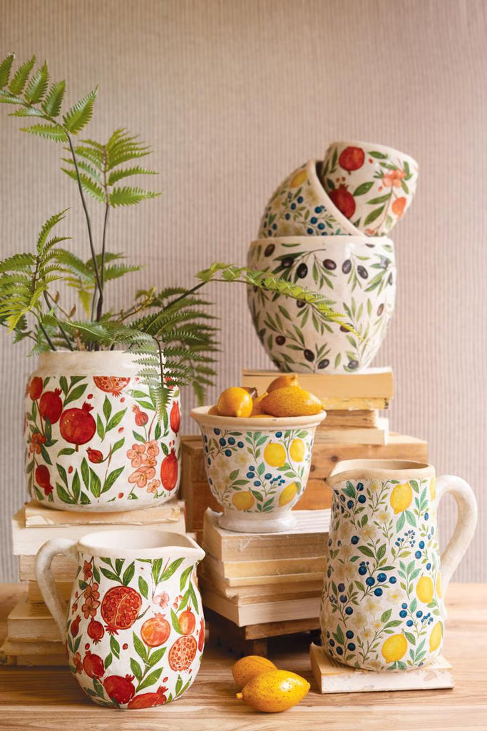 Set of 2 Cement Pitcher and Vase - Pomegranites – image 5