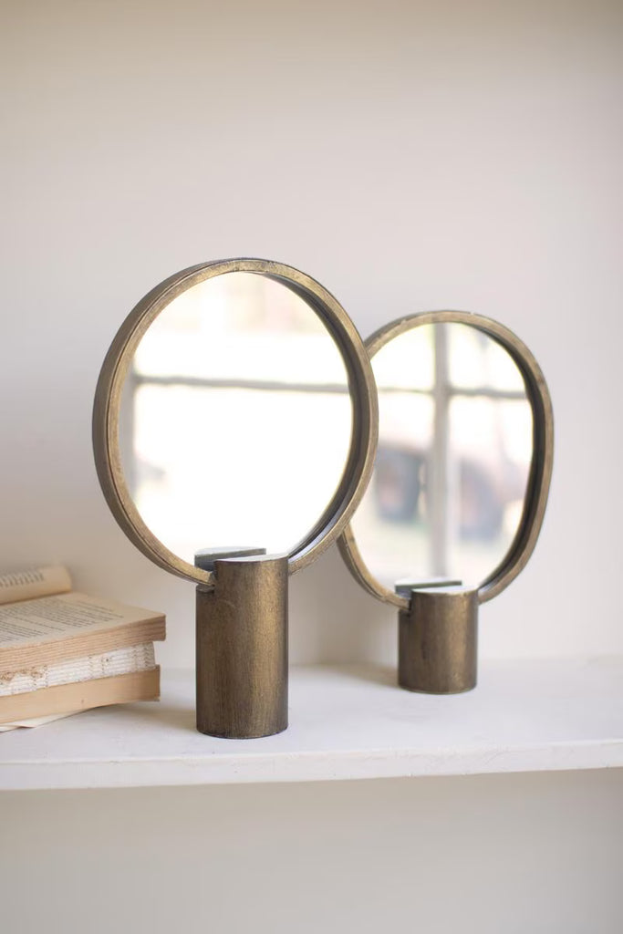 Set of 2 Antique Gold Tabletop Mirrors – image 3