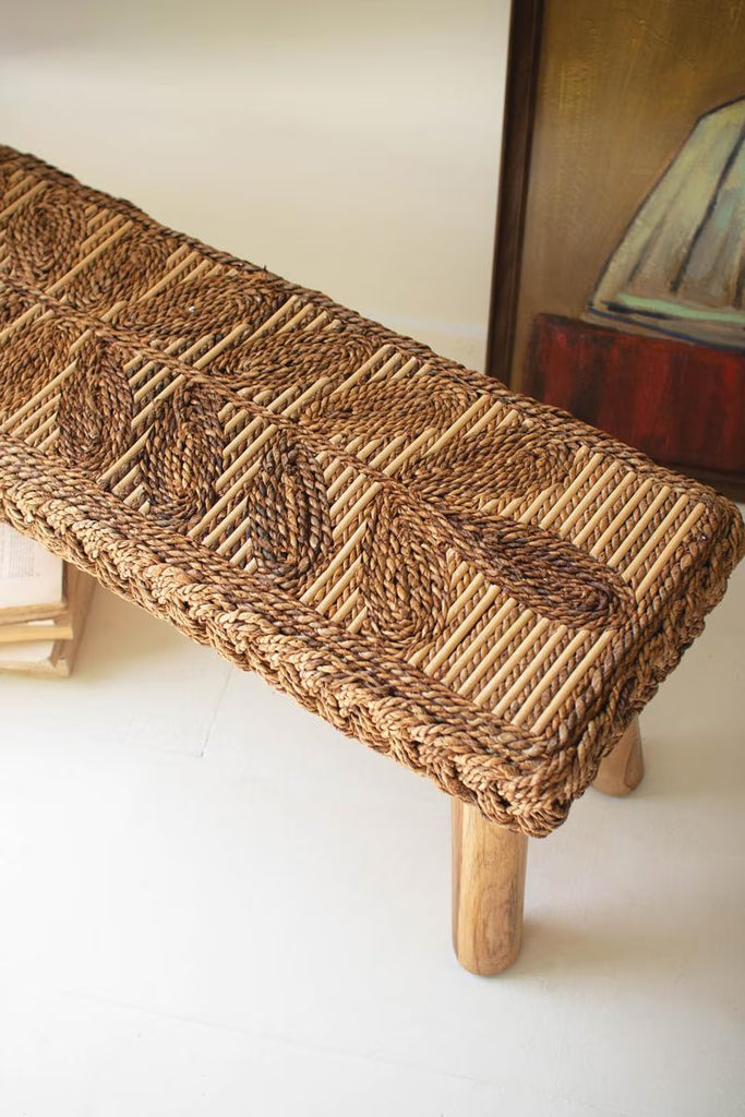 Banana Fiber and Teakwood Bench – image 3