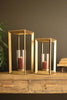 Set of 2 Metal Framed Lanterns with Clear Glass Hurricanes – image 1