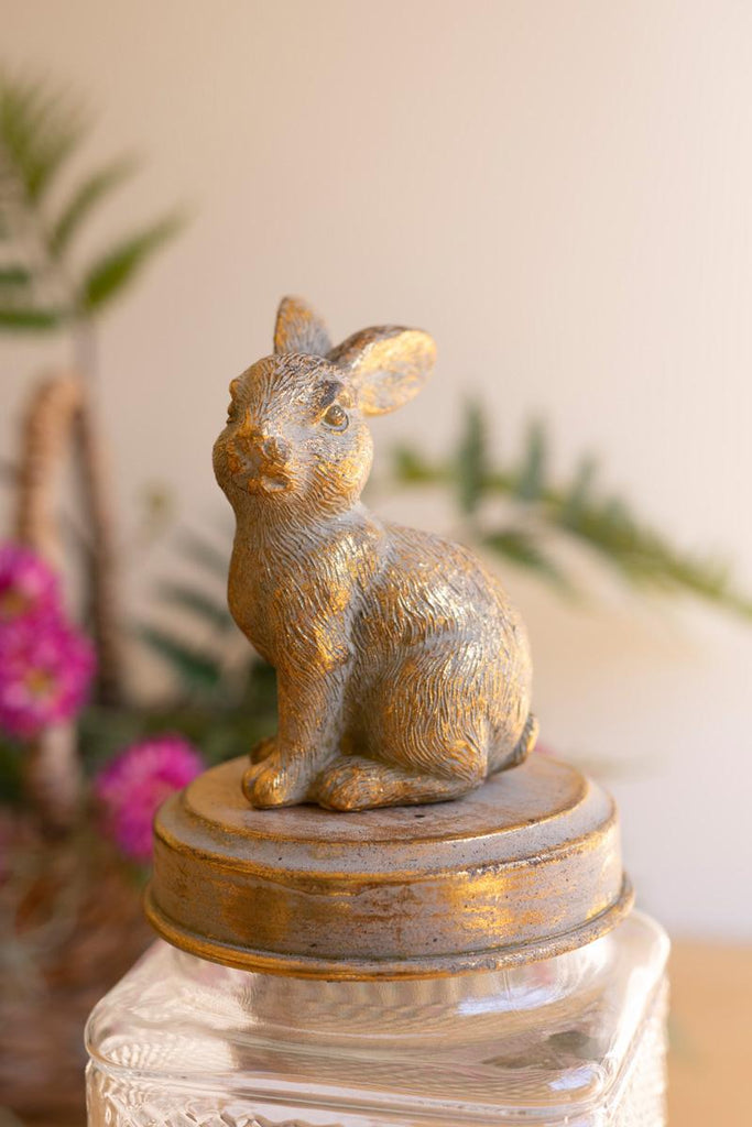 Set of 2 Resin and Glass Rabbit Canisters – image 4