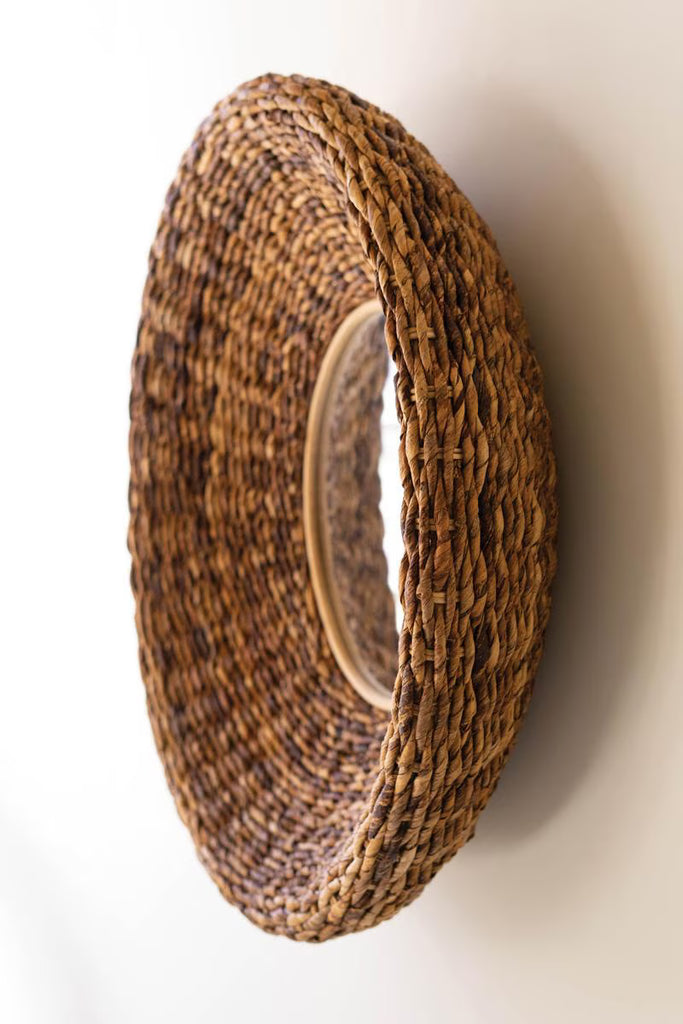 Round Banana Fiber Framed Mirror – image 3