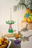 Set of 2 Colored Glass Flower Taper Candle Holders - image 4