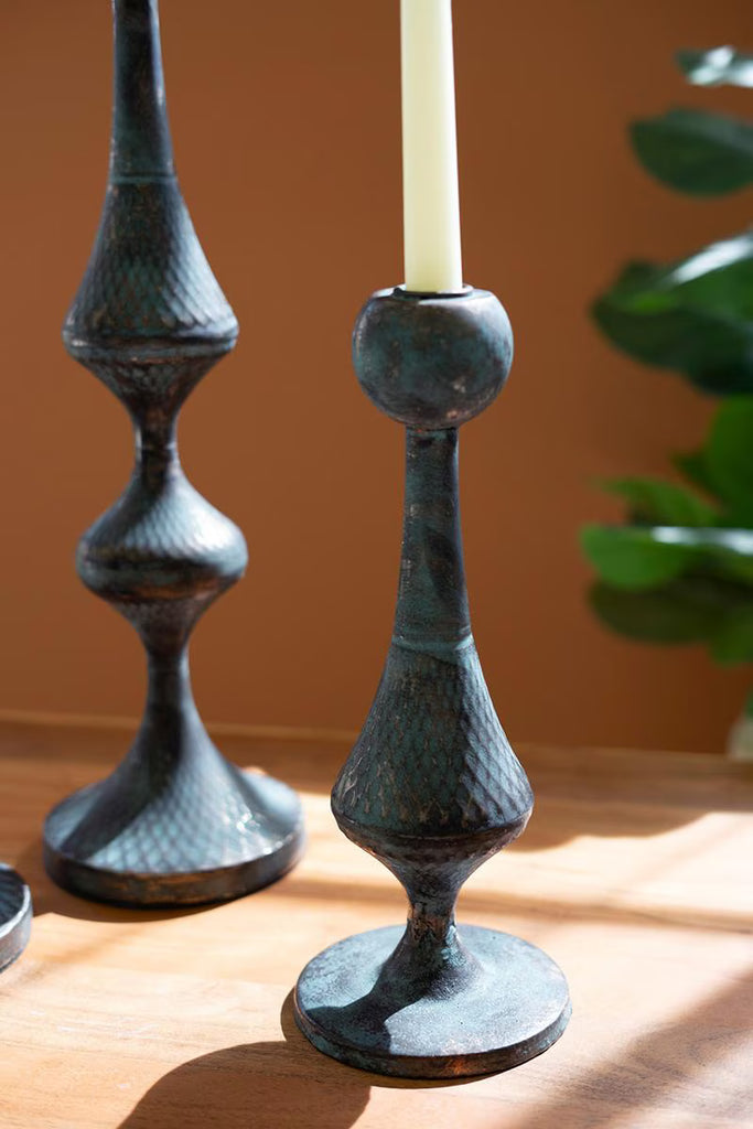 SET OF THREE METAL CANDLE TOWERS — Kalalou CMNQ1259
