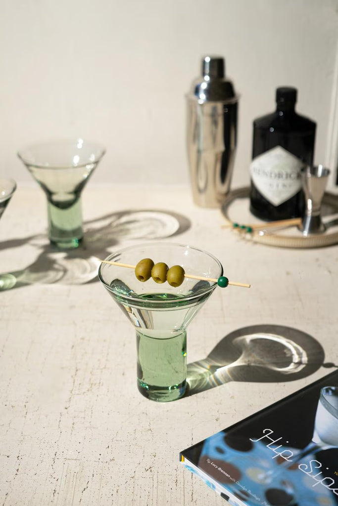 CLEAR MARTINI GLASS WITH SOLID BASE- SET OF SIX — Kalalou CV2369