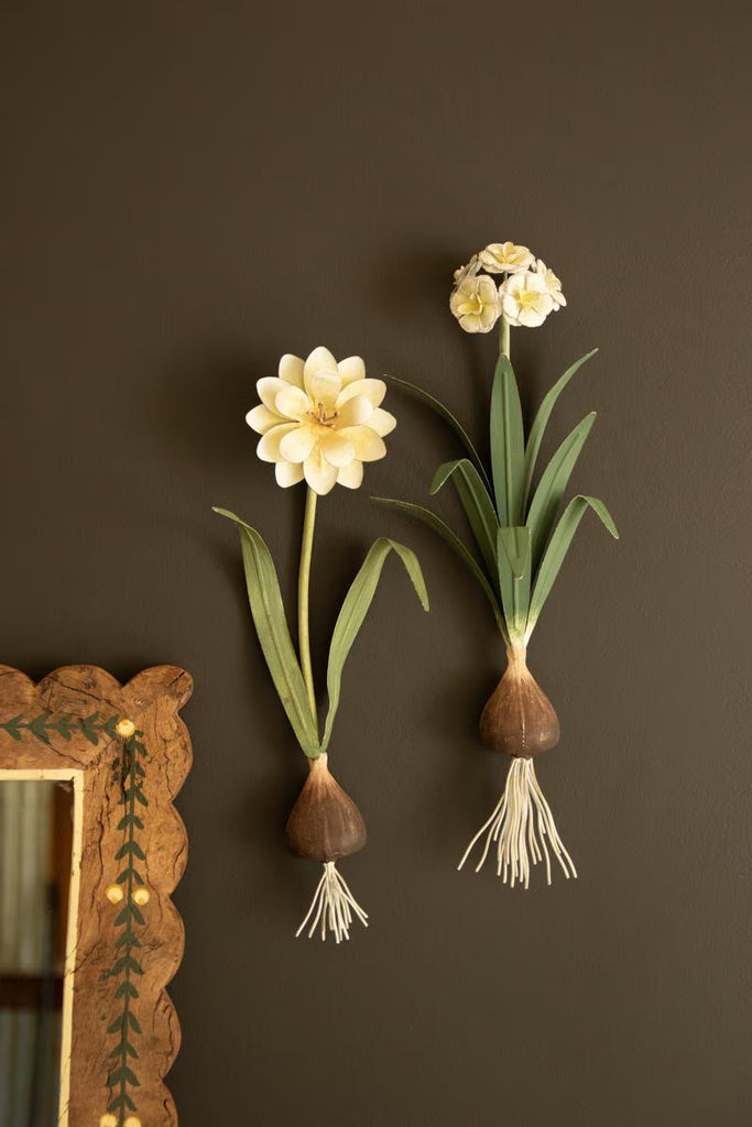 Set of 2 Painted Metal Flower Wall Sconces - image 2