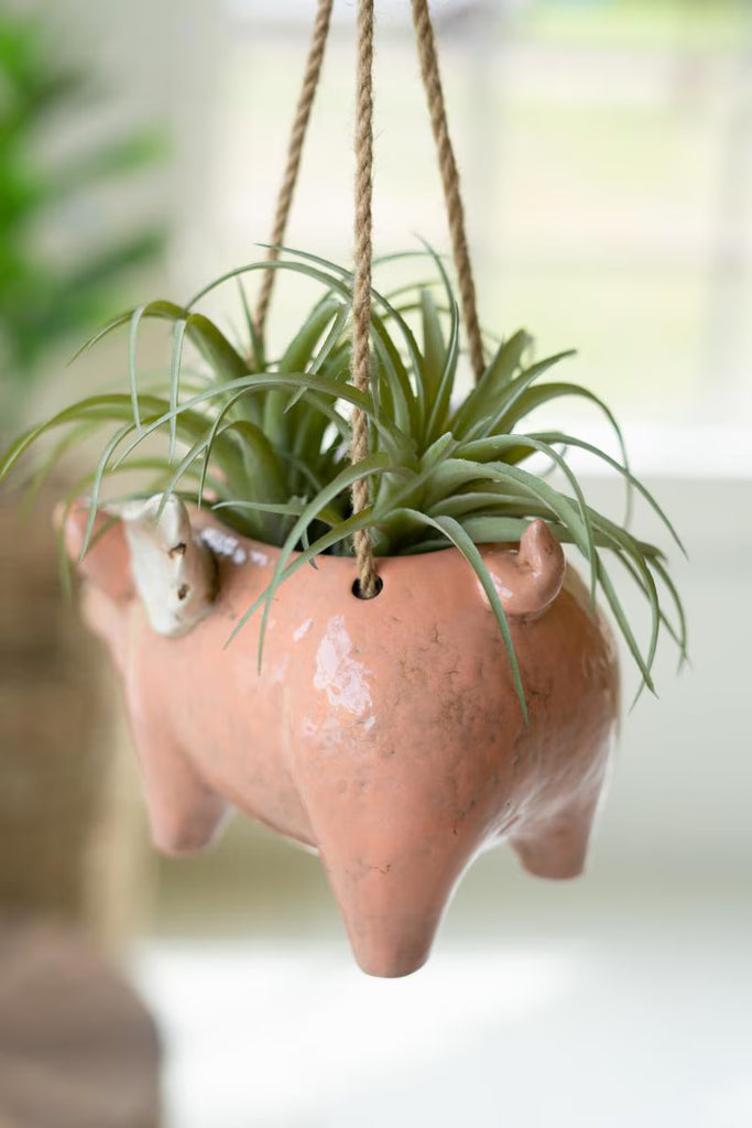 CERAMIC HANGING FLYING PIG PLANTER (MIN 2) — Kalalou CDV2243K