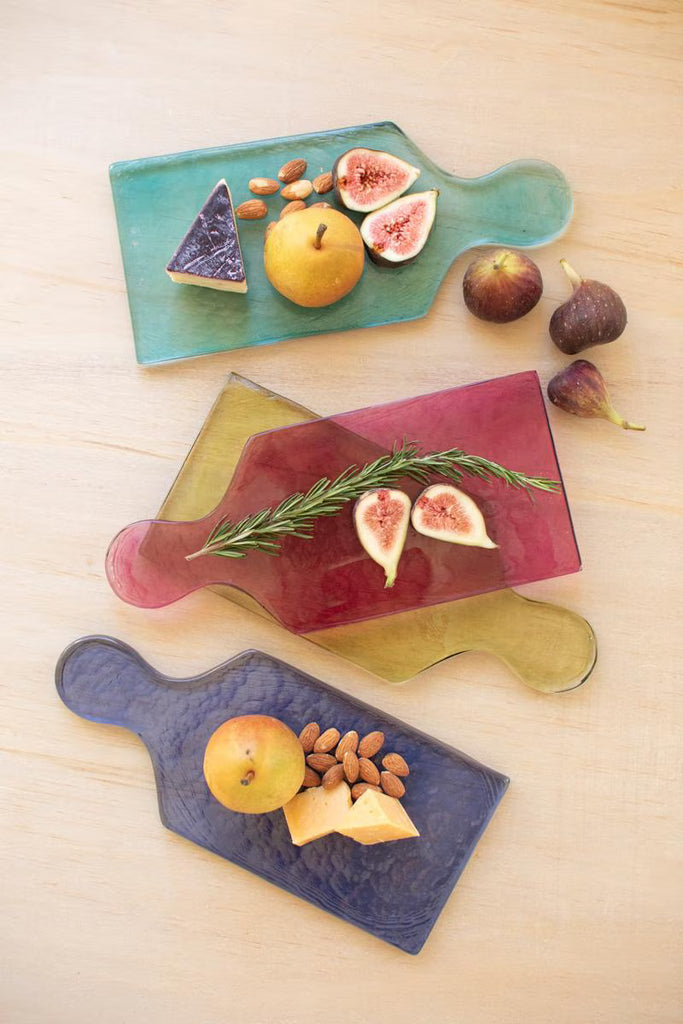 Set of 4 Colored Glass Cheese Boards - One Each Color – image 1