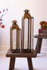 Set of 2 Antique Brass Taper Candle Lanterns with Wire Screen – image 2