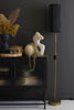 ANTIQUE GOLD FLOOR LAMP WITH FLUTED BLACK METAL SHADE — Kalalou CLL2804