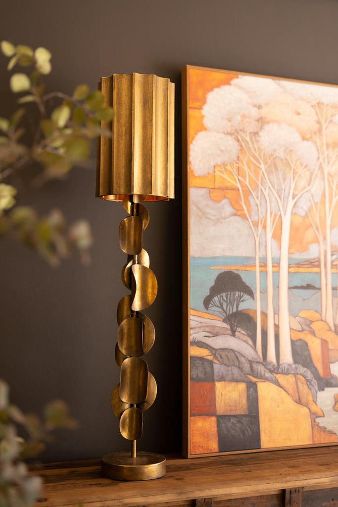 Tall Metal Table Lamp with Antique Gold Finish - #1 – image 5