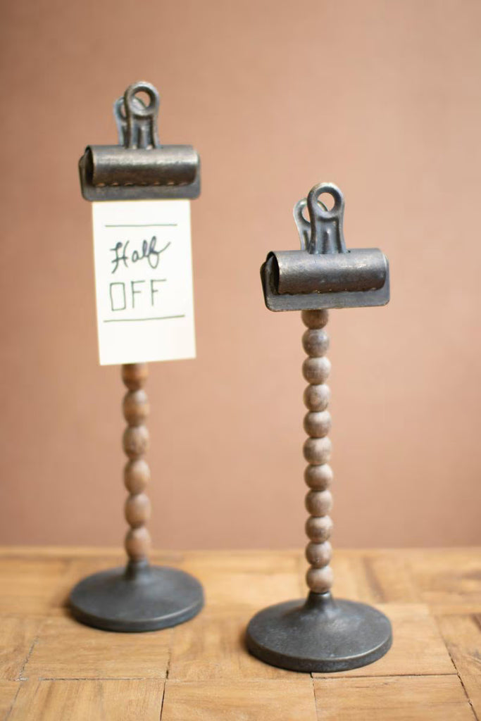 Set of 2 Wood Beads on a Base with Clips - view 1