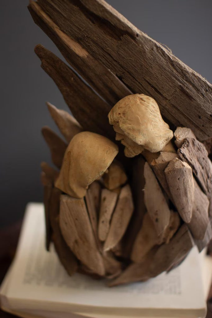 Driftwood Mary Joseph and Jesus with Wing – image 3