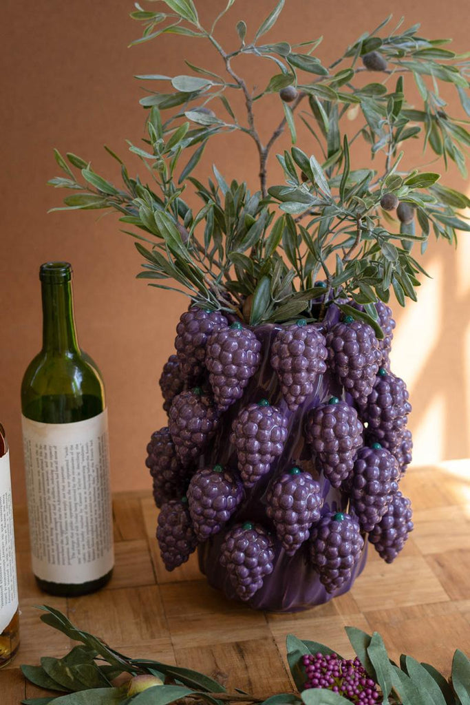 Ceramic Grapes Vase – image 1