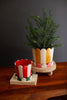 Set of 2 Striped Ceramic Flower Pots with Trays – image 2