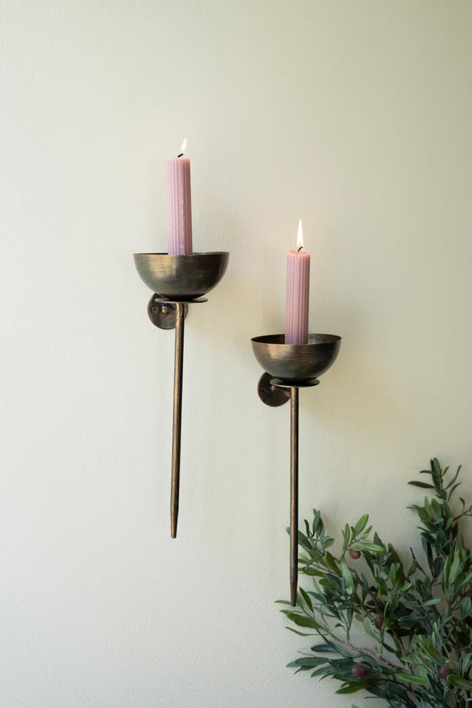 Set of 2 Metal Wall Taper Candle Holders - image 3