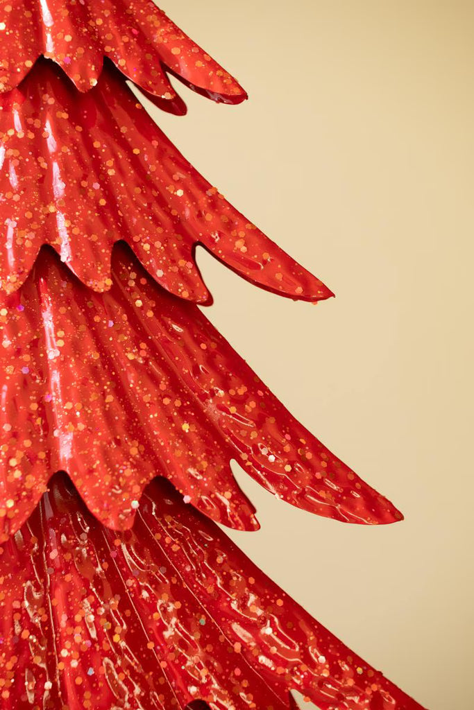 Set of 2 Painted Metal Christmas Trees with Glitter – image 3