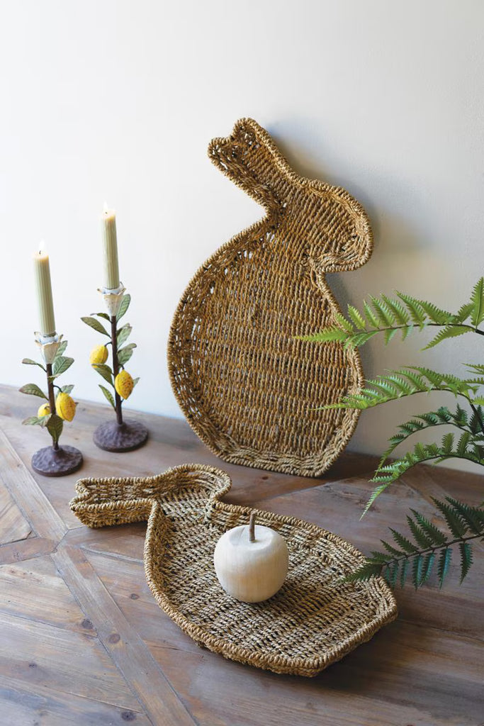 Set of 2 Woven Vine Rabbit Trays - image 1