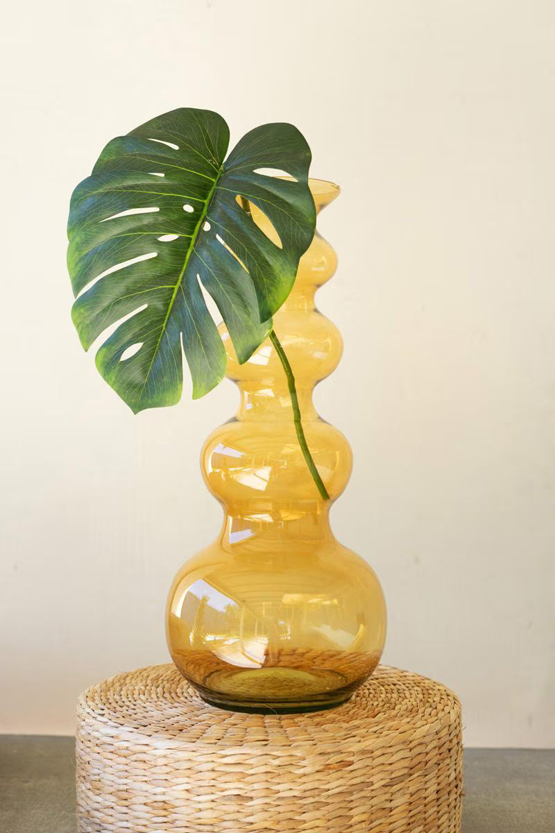 LARGE GLASS BUBBLE VASE - AMBER — Kalalou CV2318