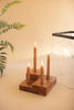 Large Glass Hurricane with Four Taper Holder Wood Base – image 3