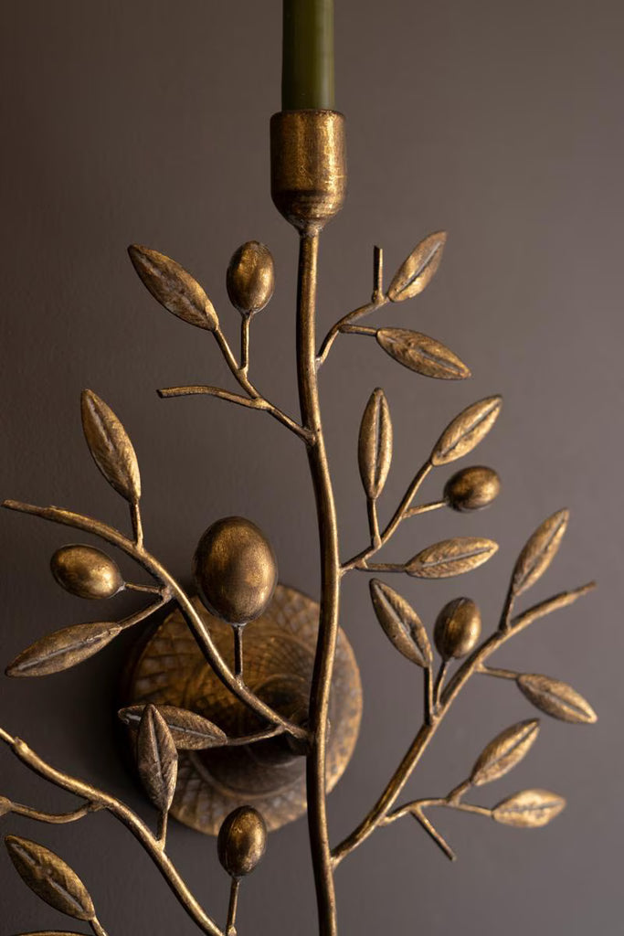 Antique Brass Fruit Tree Taper Wall Sconce - image 2