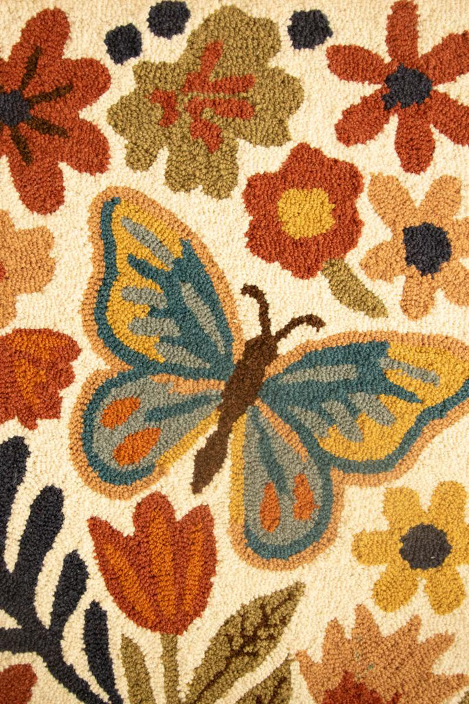 Wood Framed Hand-hooked Flowers & Butterfly – image 3