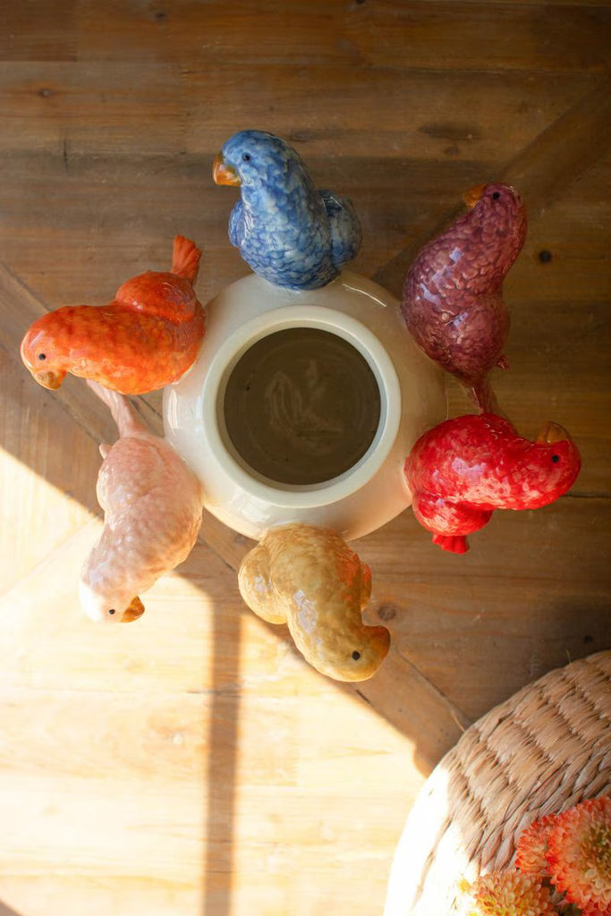 Ceramic Parrots Vase – image 5